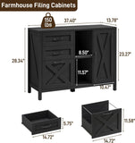 Farmhouse 3 Drawer File Cabinet with Open Storage Shelf