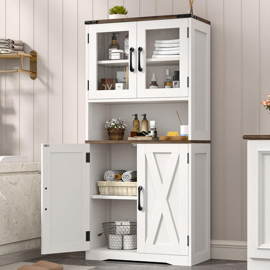 Despensa de cocina estilo granja con estantes ajustables