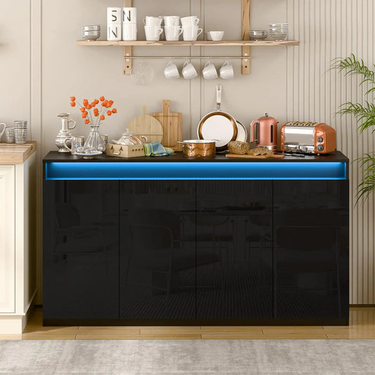 Mueble buffet de cocina de 57 pulgadas con tomas de corriente