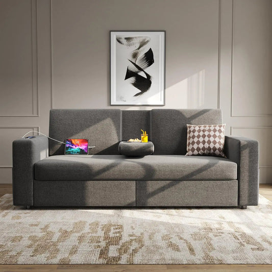 Sofá Loveseat con 2 cajones, sofá pequeño tapizado, apto para dormitorio