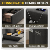 Sofá Loveseat con 2 cajones, sofá pequeño tapizado, apto para dormitorio