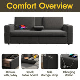 Sofá Loveseat con 2 cajones, sofá pequeño tapizado, apto para dormitorio