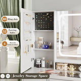 Makeup Vanity Desk with Glass Top And Power Outlet