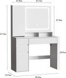 Makeup Vanity Desk with Glass Top And Power Outlet