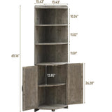 Vabches Farmhouse Corner Cabinet with 2 Doors and 6 Storage Shelves
