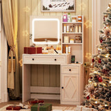 Vanity Desk with Mirror and Lights for Bedroom