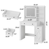 Vanity Desk with Mirror and Lights for Bedroom