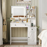 Vanity Desk with Mirror and Lights for Bedroom