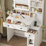 Vanity Desk with Mirror and Lights for Bedroom