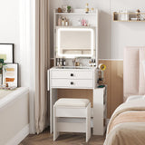 Pequeño tocador con 3 espejos iluminados ajustables