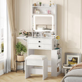 Pequeño tocador con 3 espejos iluminados ajustables