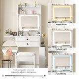 Pequeño tocador con 3 espejos iluminados ajustables