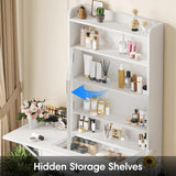 Pequeño tocador con 3 espejos iluminados ajustables