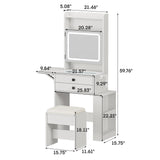 Pequeño tocador con 3 espejos iluminados ajustables