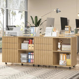 3 Drawer Fluted Lateral Filing Cabinet for Home Office