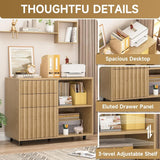 3 Drawer Fluted Lateral Filing Cabinet for Home Office