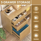 3 Drawer Fluted Lateral Filing Cabinet for Home Office