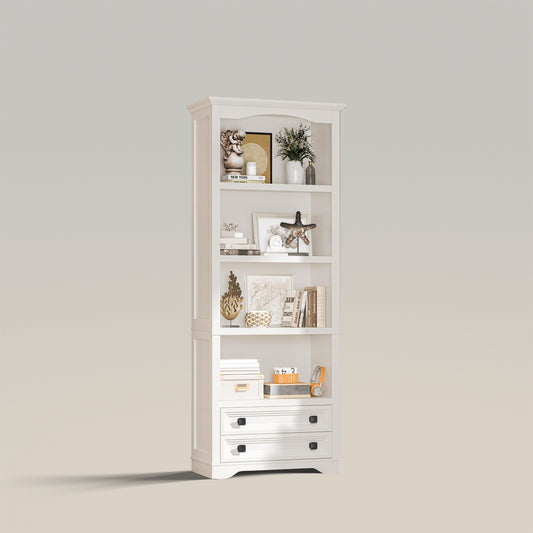 Estantería de madera y librería con cajones de almacenamiento