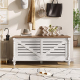 Baúl de almacenamiento para entrada con banco para zapatos y patas redondas de madera