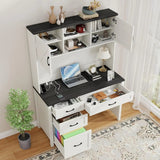 Farmhouse 67inch Executive Desk with 4 Drawers and LED Light