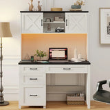Farmhouse 67inch Executive Desk with 4 Drawers and LED Light