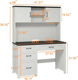 Farmhouse 67inch Executive Desk with 4 Drawers and LED Light