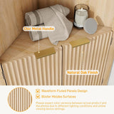 Vabches 64 Inch Tall Modern Fluted Corner Cabinet with Adjustable Shelf