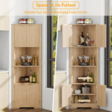 Vabches 64 Inch Tall Modern Fluted Corner Cabinet with Adjustable Shelf