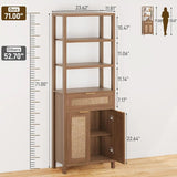 Tall Bookshelf with Drawers and Adjustable Shelves