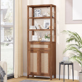 Tall Bookshelf with Drawers and Adjustable Shelves