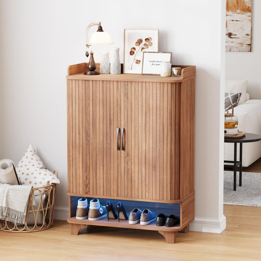 Zapatero de madera con 6 niveles y luz LED