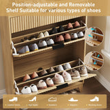Fluted Shoe Storage Cabinet with 2 Flip Drawers & Large Drawer