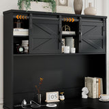 Vabches Farmhouse 68in H L Shaped Office Table with Hutch