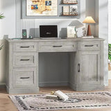 Farmhouse 59inch Executive Desk with Charging Station