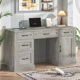 Farmhouse 59inch Executive Desk with Charging Station