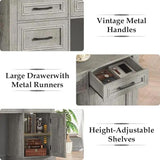 Farmhouse 59inch Executive Desk with Charging Station