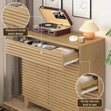 Fluted Buffet Storage Cabinet with Adjustable Shelves