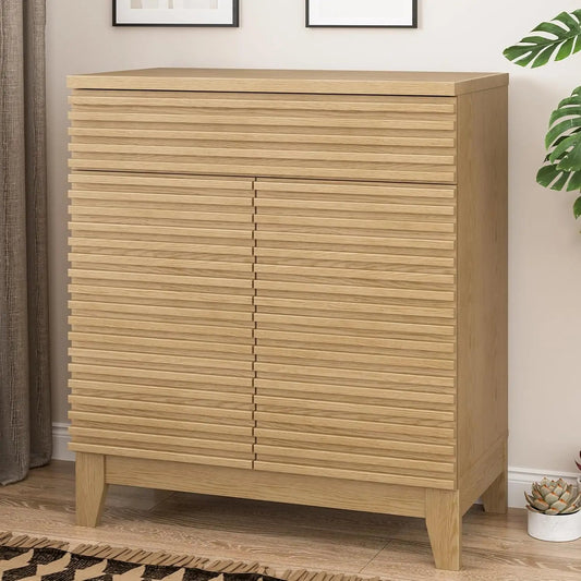 Fluted Buffet Storage Cabinet with Adjustable Shelves