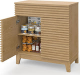 Fluted Buffet Storage Cabinet with Adjustable Shelves