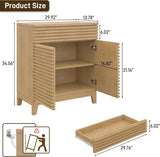 Fluted Buffet Storage Cabinet with Adjustable Shelves