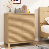 Fluted Buffet Storage Cabinet with Adjustable Shelves
