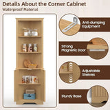 67 In Tall Corner Cabinet with Doors And Open Adjustable Shelf