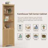 67 In Tall Corner Cabinet with Doors And Open Adjustable Shelf