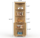 67 In Tall Corner Cabinet with Doors And Open Adjustable Shelf