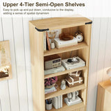 Modern Farmhouse 70.47in Tall Narrow Fluted Bookshelf with Storage