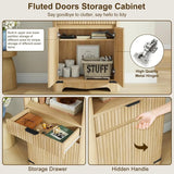 Modern Farmhouse 70.47in Tall Narrow Fluted Bookshelf with Storage