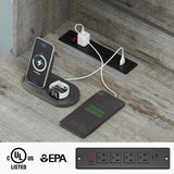 67in Farmhouse Executive Desk with Storage Cabinet and Charging Station