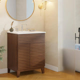 Vabches 36in Mid-Century Fluted Bathroom Storage Cabinet
