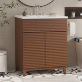 Vabches 36in Mid-Century Fluted Bathroom Storage Cabinet
