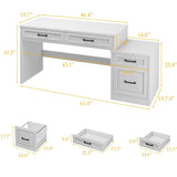 Vabches 61in Farmhouse Computer Desk with Storage and File Drawer